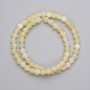 Yellow Frosted Agate Beads Pressed Smooth Ball, Diameter 6mm +/- on Fishing Line, Length 35cm+