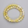 Yellow Frosted Agate Beads Pressed Smooth Ball, Diameter 8mm +/- on Fishing Line, Length 36cm+