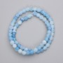 Blue Frosted Agate Beads Pressed Smooth Ball, Diameter 6mm +/- on Fishing Line, Length 35cm+