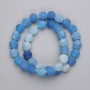 Blue Frosted Agate Beads Pressed Smooth Ball, Diameter 10mm +/- on Fishing Line, Length 36cm+