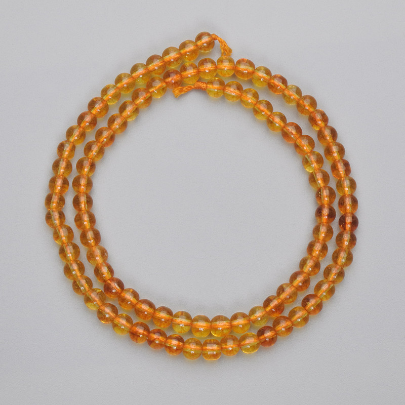 Citrine Beads Pressed Smooth Ball, Diameter 5mm +/- on String, Length 37cm+