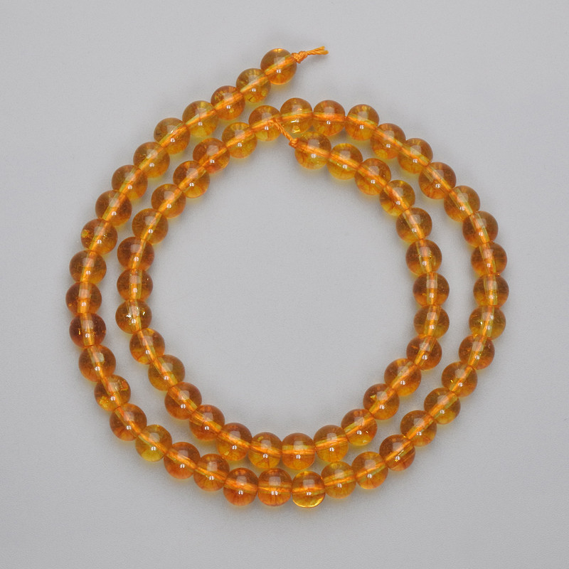 Citrine Beads Pressed Smooth Ball, Diameter 6mm +/- on String, Length 37cm+