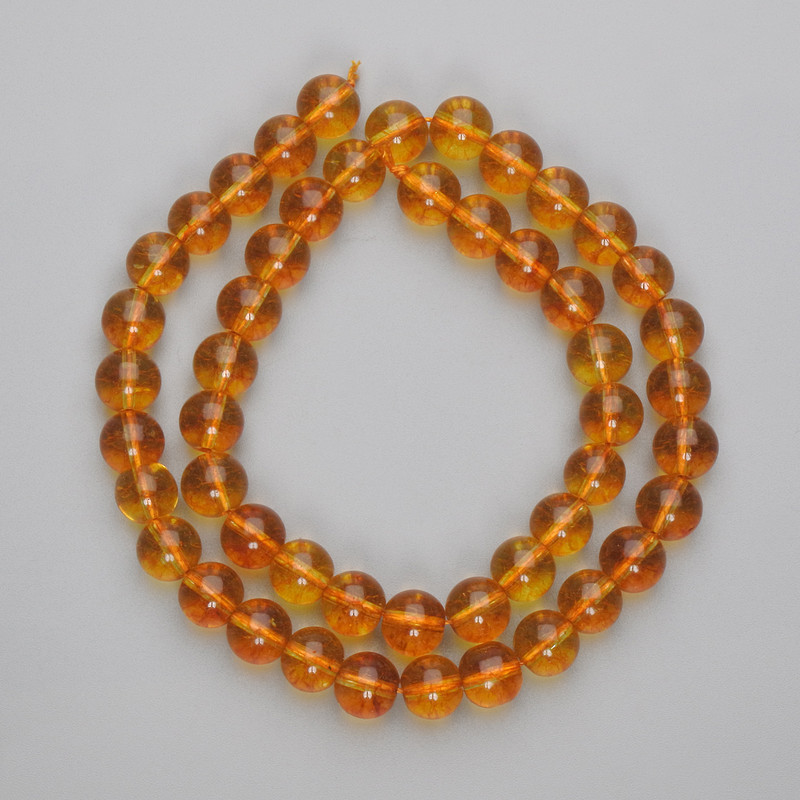 Citrine Beads Pressed Smooth Ball, Diameter 8mm +/- on String, Length 38cm+