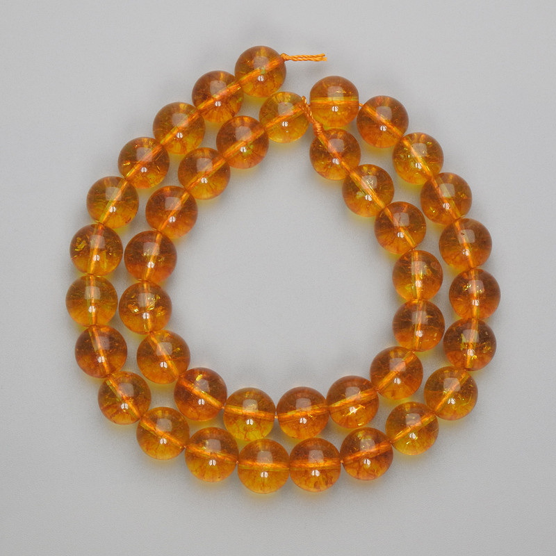 Citrine Beads, Pressed Smooth Round, Diameter 10mm+/- on a Thread, Length 37cm+