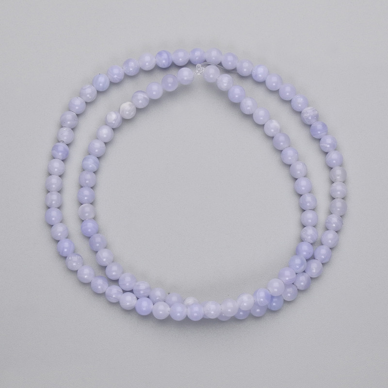 Agate Beads, Pressed Smooth Round, Diameter 4mm+/- on Fishing Line, Length 37cm+