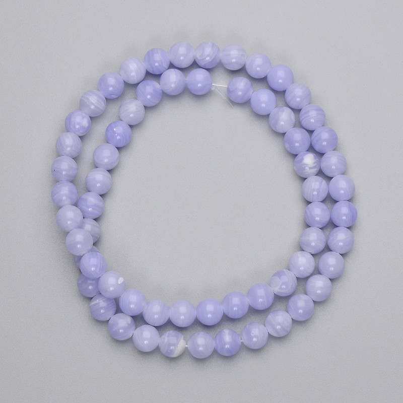 Agate Beads, Pressed Smooth Round, Diameter 6mm+/- on Fishing Line, Length 38cm+