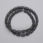Black Volcanic Lava Beads, Cylinder, Diameter 10x6mm+/- on Fishing Line, Length 38cm+