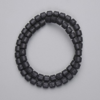 Black Volcanic Lava Beads, cylinder, diameter 6x6mm+/- on fishing line, length 38cm+