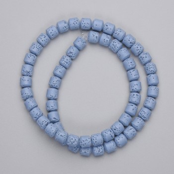 Blue Volcanic Lava Beads, cylinder, diameter 6x6mm+/- on fishing line, length 38cm+
