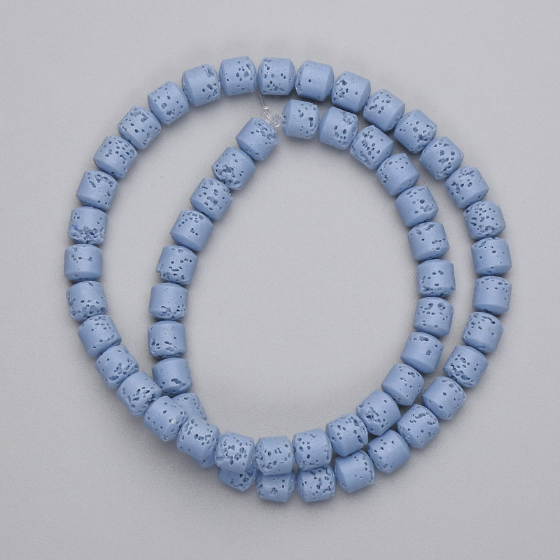 Blue Volcanic Lava Beads, cylinder, diameter 6x6mm+/- on fishing line, length 38cm+