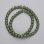 Green Volcanic Lava Beads, cylinder, diameter 6x6mm+/-, on a strand, length 38cm+