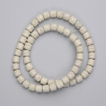 Beige Volcanic Lava Beads, cylinder, diameter 6.5x6.5mm+/-, on a strand, length 38cm+