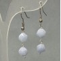 Aquamarine Earrings, natural stone, faceted, diameter 8x7mm+/-, length 40mm+/-, silver-toned metal