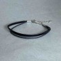 Faux Leather Bracelet, black, length 18cm +5cm extension chain