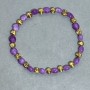 Sugilite Bracelet, faceted coin 6mm+/- with metal inserts, length 18cm+/- stretch