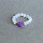 Opalite Ring, smooth round bead diameter 4mm+/-, Tourmaline faceted coin 6mm+/-, Haematite 2mm+/-, stretch
