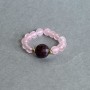 Rose Quartz Ring, smooth round bead diameter 4mm+/-, Tourmaline faceted coin 8mm+/-, Haematite round bead 2mm+/-, stretch