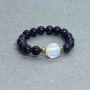 Aventurine 'Cairo Night' Ring, smooth round bead diameter 4mm+/-, Opalite round bead 5.5mm+/-, Haematite round bead 2mm+/-, stretch
