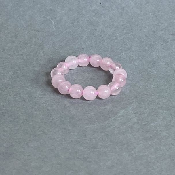 Ring Rose Quartz smooth round bead, diameter 4mm+- stretch