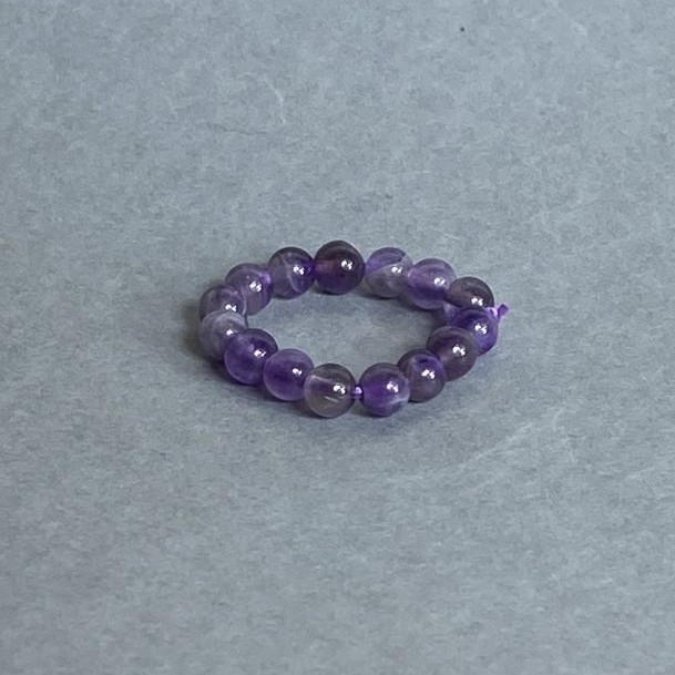 Ring Amethyst smooth round bead, diameter 4mm+- stretch