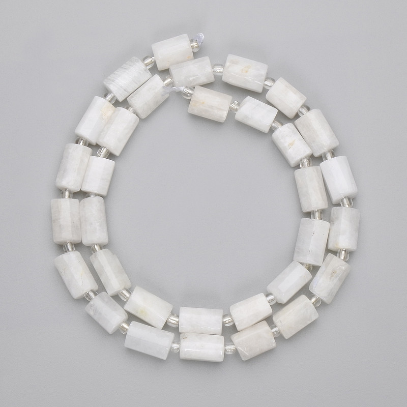 Beads Adularia chip, diameter 9.5-10x6-6.5mm+- seed beads 3mm+-, length 40cm+- on a strand