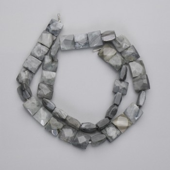 Beads Hawk's Eye faceted square, diameter 9-10x9-10mm+-, length 39cm+- on a strand