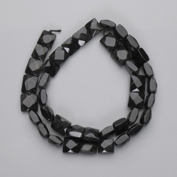 Beads Silver Obsidian faceted square, diameter 9-10x9-10mm+-, length 39cm+- on a strand