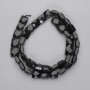 Beads Silver Obsidian faceted square, diameter 9-10x9-10mm+-, length 39cm+- on a strand
