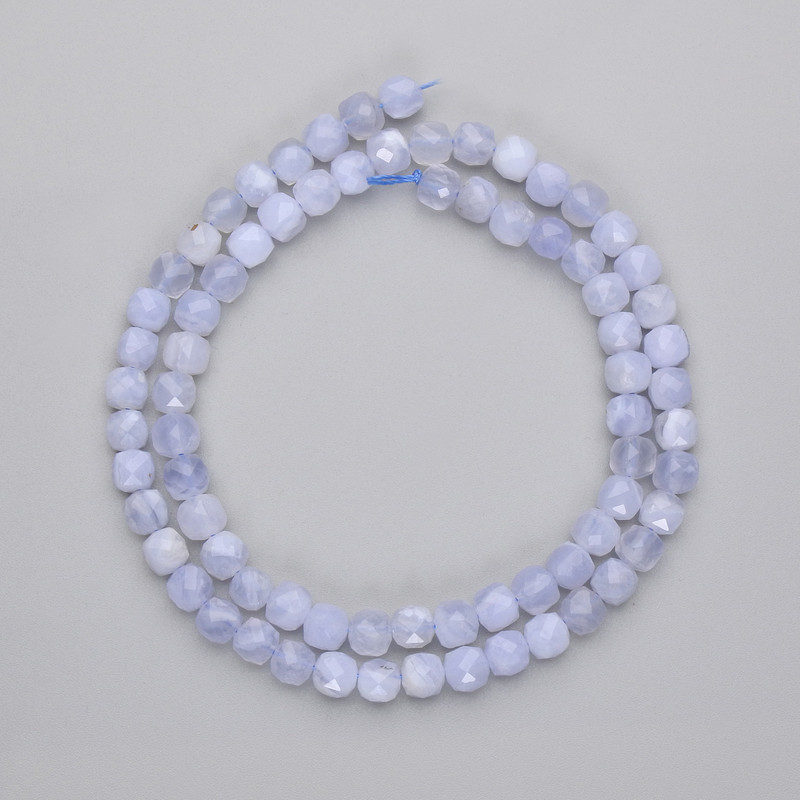 Agate Beads, Faceted Cube, Diameter 5x5mm+-, Length 38cm+- on a Strand