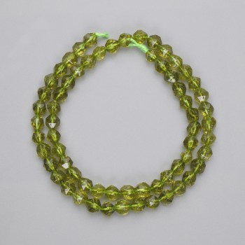 Chrysolite Beads, Faceted Polyhedron, Diameter 5.5x5mm+-, Length 37cm+- on a Strand