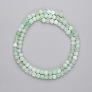 Emerald Beads, Faceted Cube, Diameter 4x4mm+-, Length 39cm+- on a Strand