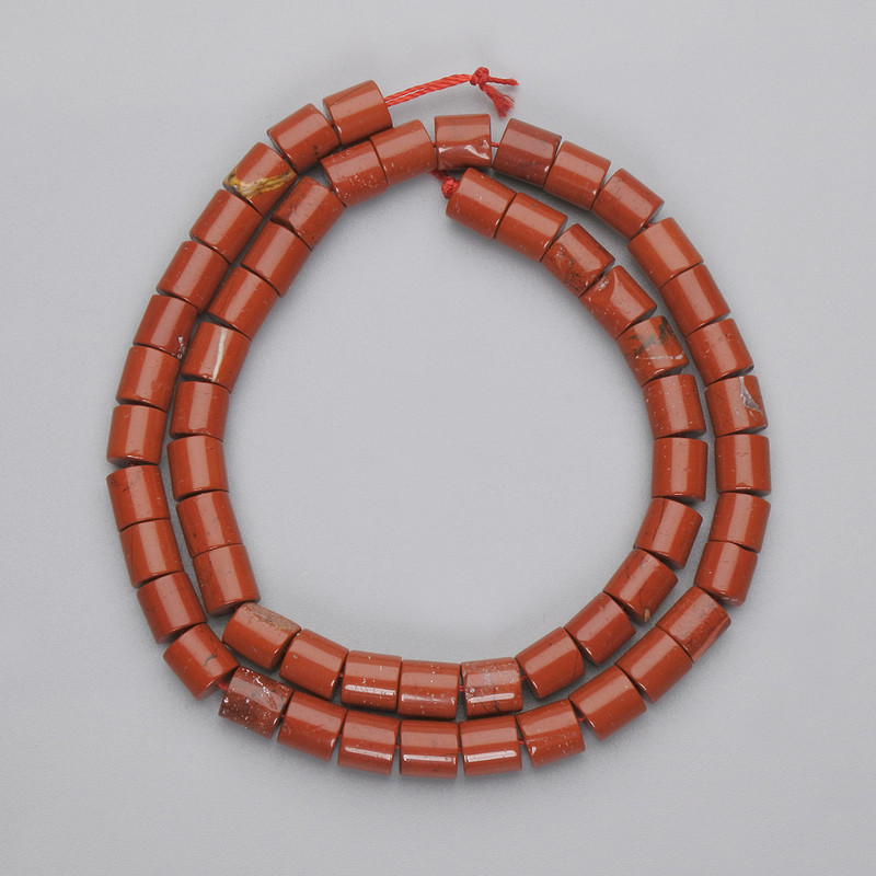 Red Jasper Beads, Cylinder, Diameter 6-6.5x6mm+-, Length 38cm+- on a Strand