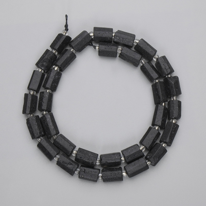 Tourmaline Schorl Beads, Chip-Cut, Diameter 9.5-11x6.5mm+- Seed Bead, Length 39cm+- on a Strand