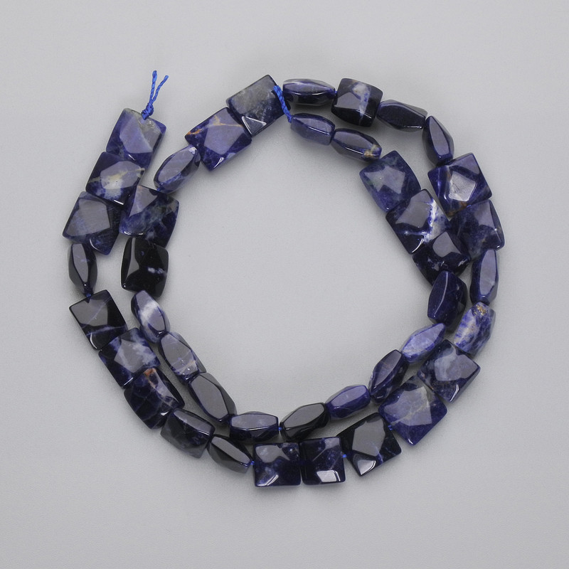 Sodalite Faceted Square Beads, Diameter 8.5-10x8.5-10mm+-, Length 40cm+- on Thread
