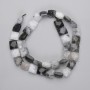 Rutilated Quartz (Hairy) Faceted Square Beads, Diameter 9-10x9-10mm+-, Length 39cm+- on Thread