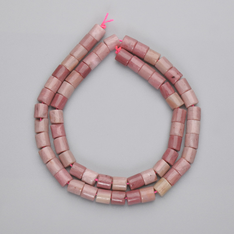 Rhodonite Cylinder Beads, Diameter 6x6mm+-, Length 38cm+- on Thread