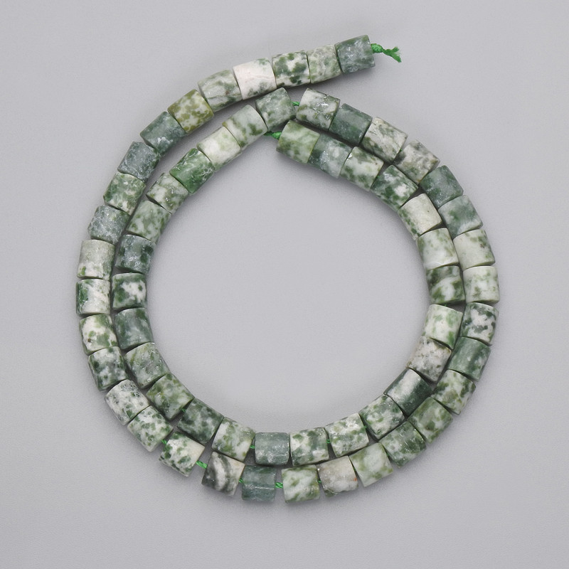 Moss Agate Cylinder Beads, Diameter 6x6mm+-, Length 38cm+- on Thread