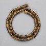 Tiger's Eye Cylinder Beads, Diameter 6x6mm+-, Length 38cm+- on Thread