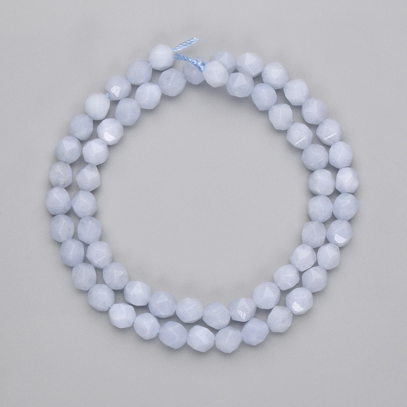 Aquamarine Multi-Faceted Beads, Diameter 6x5.5mm+-, Length 37cm+- on Thread