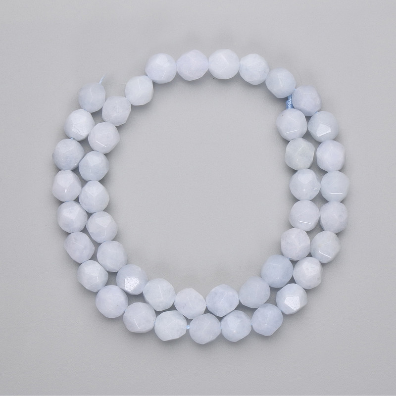 Aquamarine Multi-Faceted Beads, Diameter 8x7mm+-, Length 36cm+- on Thread