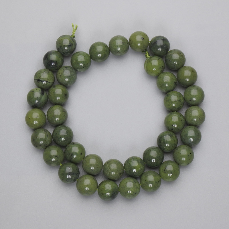 Jadeite Beads Smooth Sphere 10.5mm Diameter, 39cm+/- Length on Thread