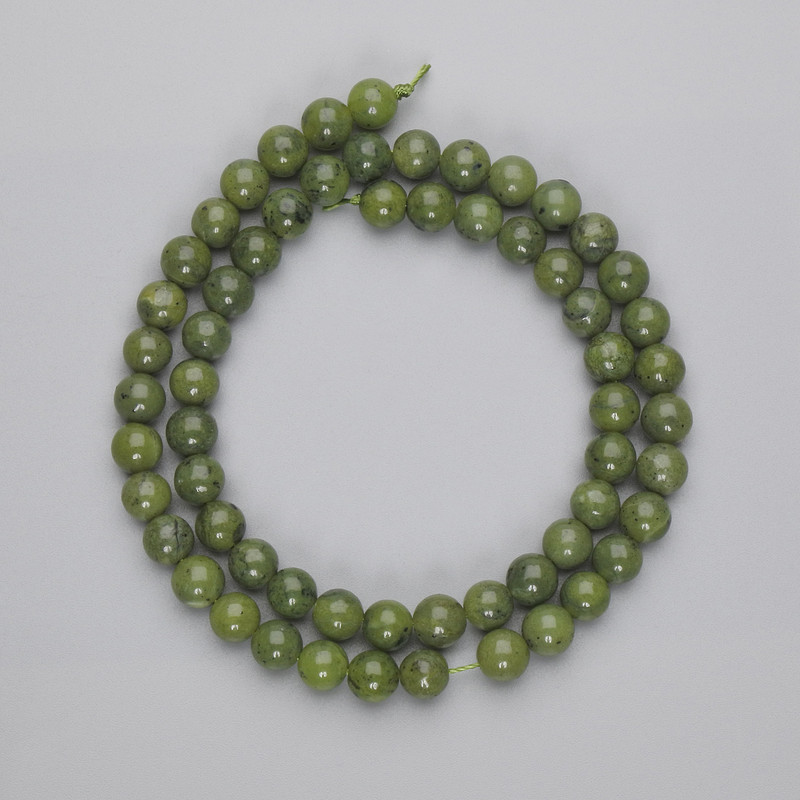 Jadeite Beads Smooth Round 6.5mm Diameter, 39cm Length on Thread