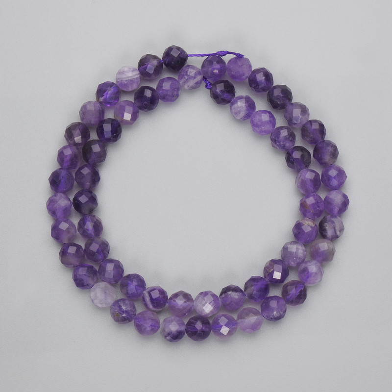 Amethyst Faceted Round Beads, diameter 6mm+/-, length 40cm+/- on a strand