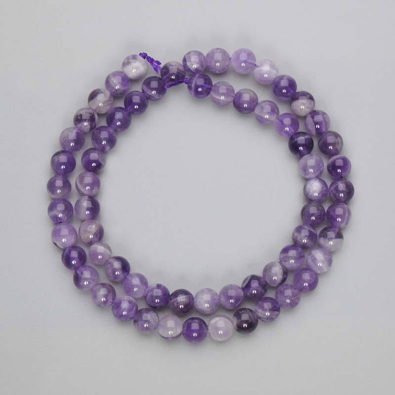 Amethyst Smooth Round Beads, diameter 6.5mm+/-, length 39cm+/- on a strand
