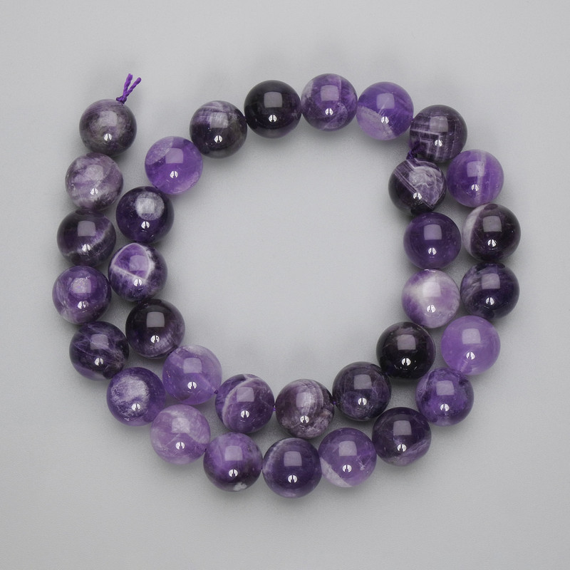 Amethyst Smooth Round Beads, diameter 12mm+/-, length 38cm+/- on a strand