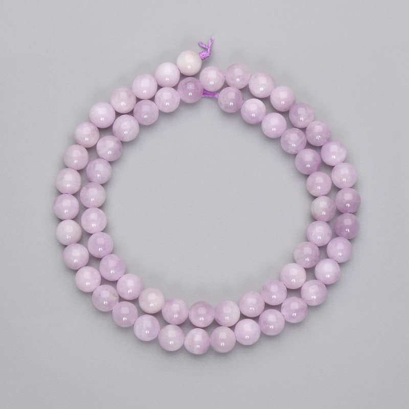 Kunzite Smooth Round Beads, diameter 7mm+/-, length 39cm+/- on a strand