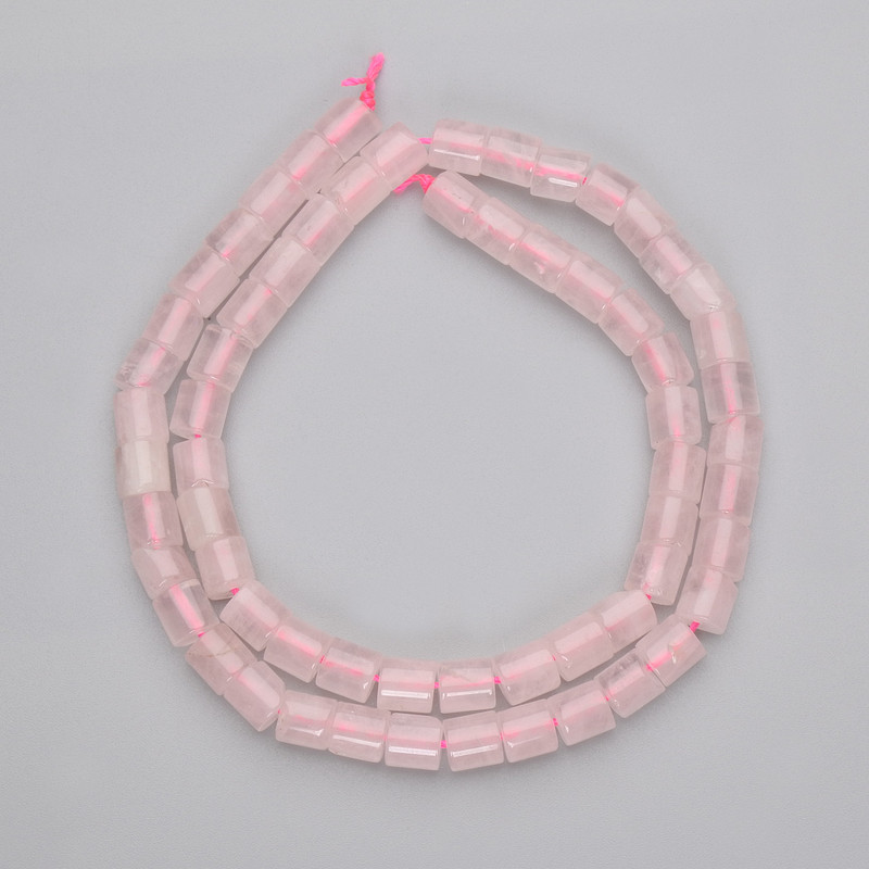 Rose Quartz Cylinder Beads, diameter 6x6mm+/- on a strand, length 38cm+