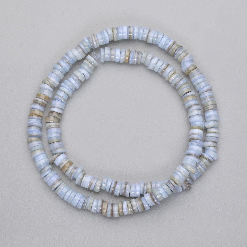 Braided shell beads Scarfa shell rondelle, diameter 5x2mm±, length 38cm± on mono filament