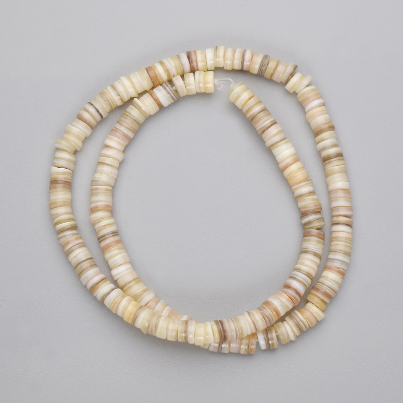 Shell Beads Skarfarka Rondelle, 5x2mm diameter, 38cm length on thread