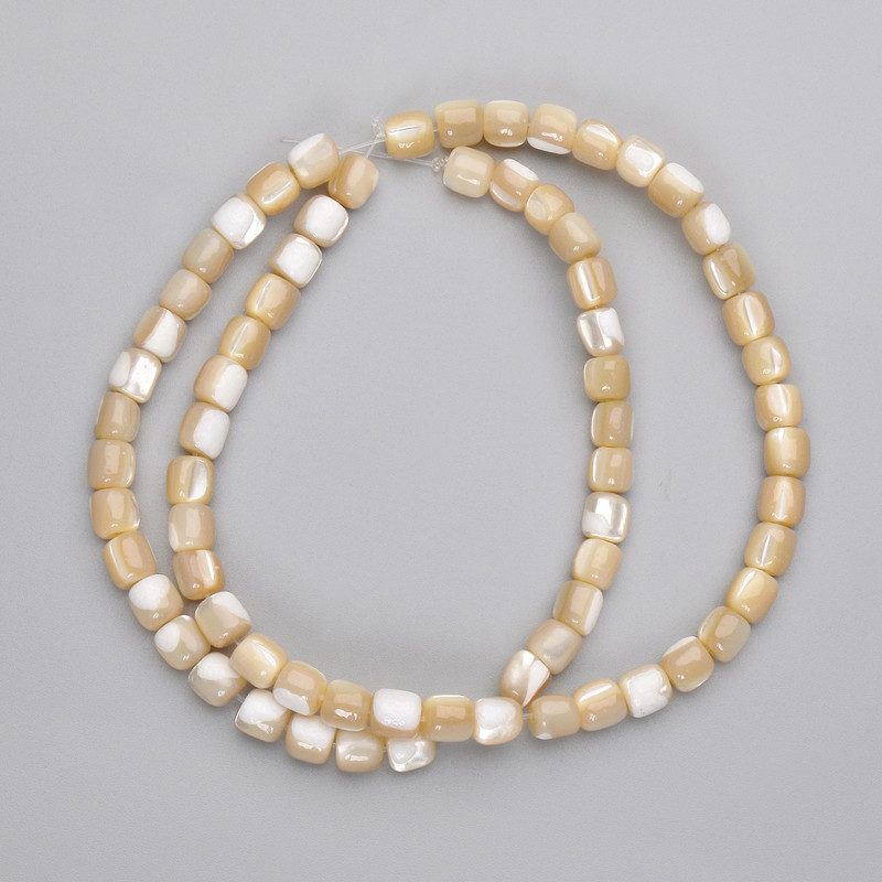 Mother-of-P pearl Cylindrical Beads 5×5 mm, 38 cm ± on beading thread